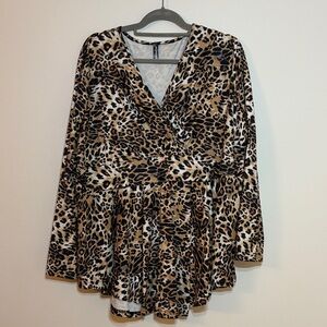 Stylish Leopard Print Wrap Blouse